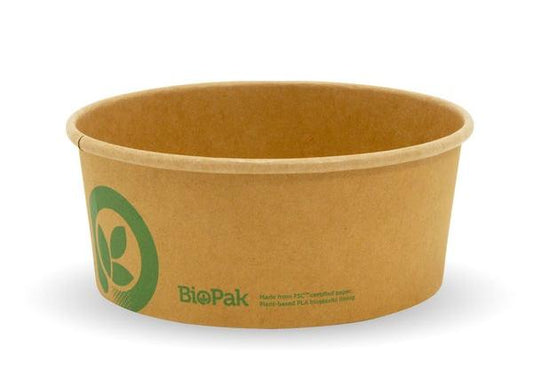 750ml Wide Paper BioBowl - Kraft (50)