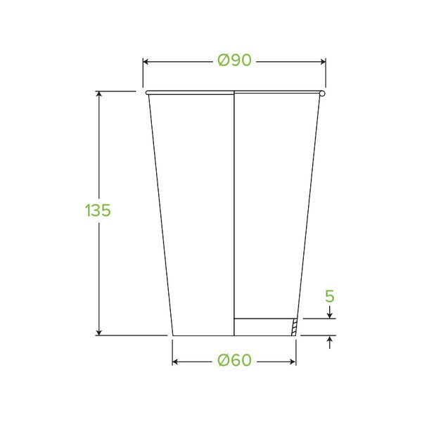 Hot Cup 16oz (90mm) Single Wall White (50)