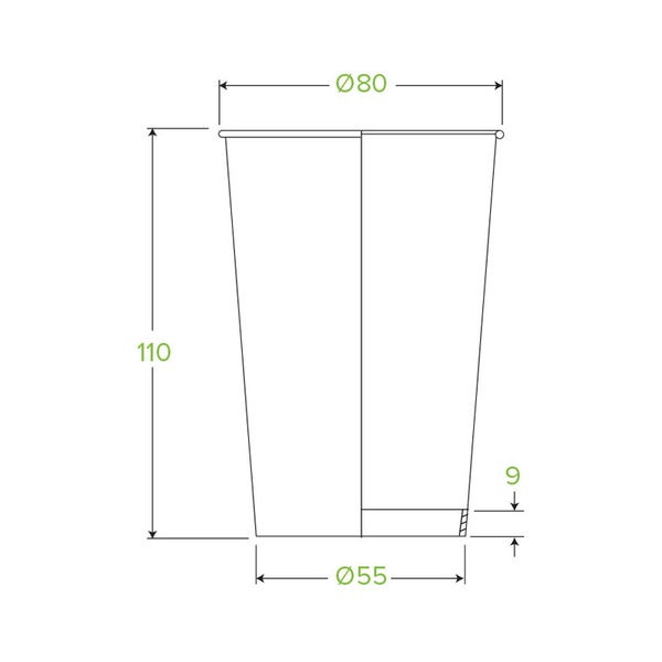 320ml / 10oz (80mm) Single Wall Kraft Green Line (50)