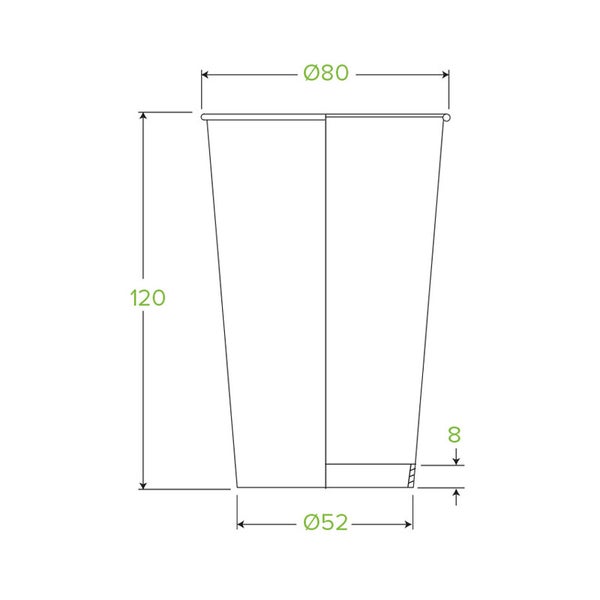 350ml / 12oz (80mm) Single Wall Kraft Green Line (50)