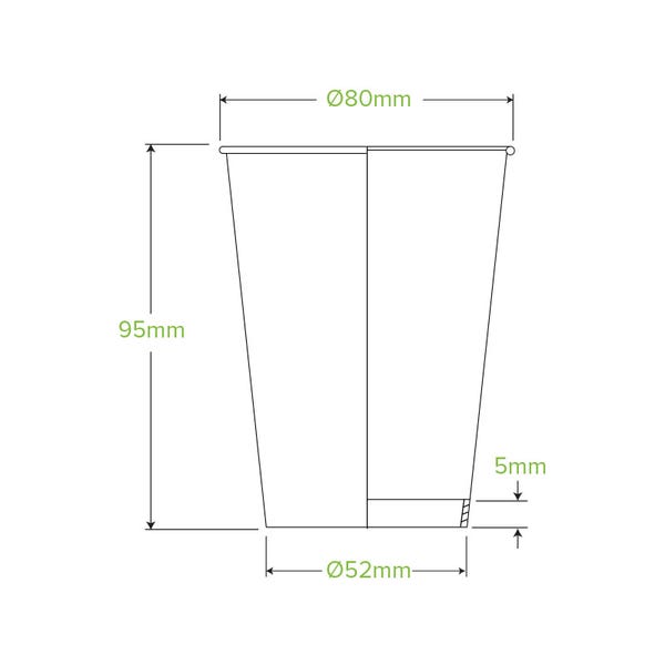 280ml / 8oz (80mm) Single Wall BioCup - Kraft GS (50)