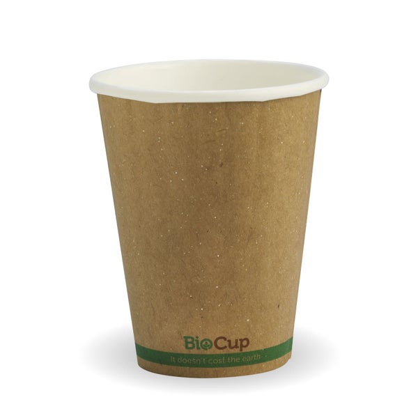 255ml / 8oz (80mm) Green Stripe Kraft Double Wall BioCup (50)