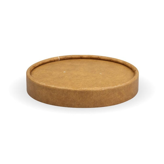 Flat Paper Lid to suit Paper BioBowl (8oz) KRAFT (25)