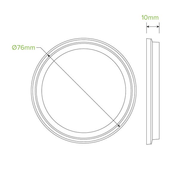 76mm Flat Lid - No Hole - to suit Clear BioCup (50)