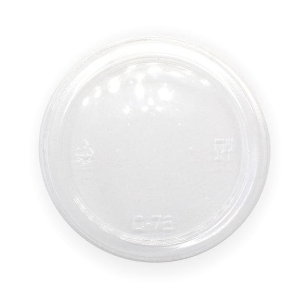 76mm Flat Lid - No Hole - to suit Clear BioCup (50)