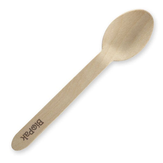 Spoon 16cm Coated Wood (100) BioPak