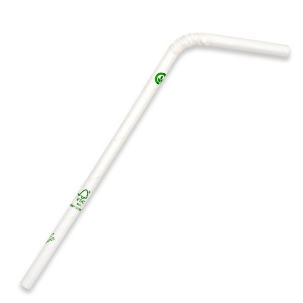 Straw Wrapped Regular 6x197mm White Bendy