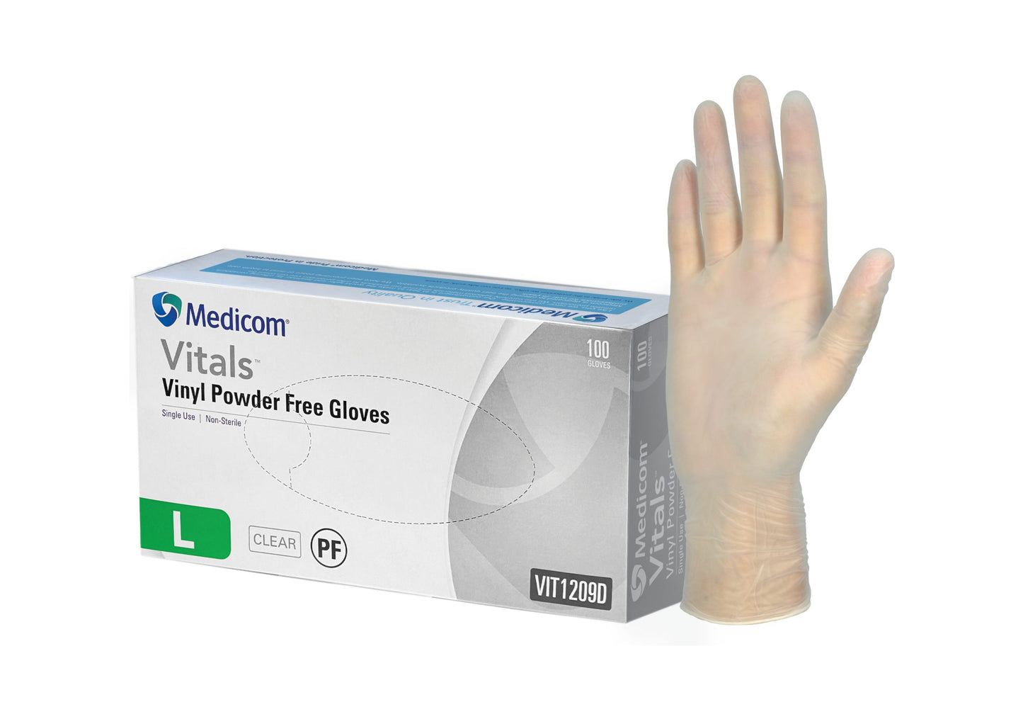 Gloves Vinyl Clear Powder Free - Medium (100) Medicom